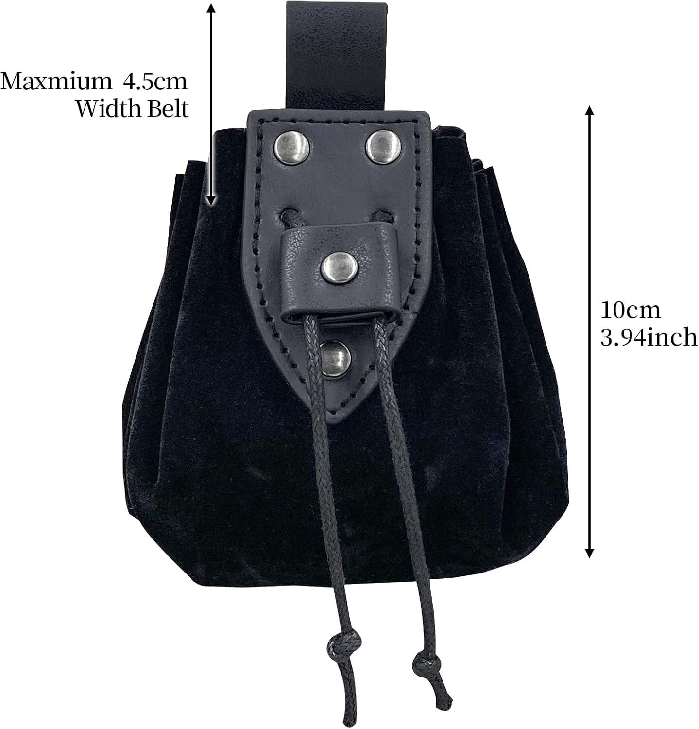 HiiFeuer Vintage Medieval Faux Leather Drawstring Pouch, Middle Ages Portable Coin Purse, Rivets Belt Pouch Dice Bag For LARP Ren Faire - HiiFeuer Store