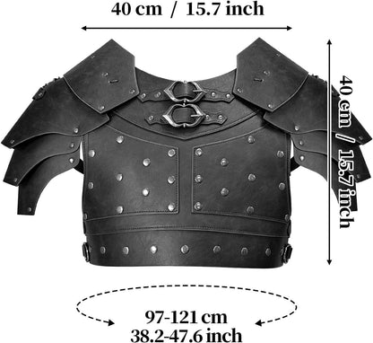 HiiFeuer Medieval Faux Leather Chest Armor, Vintage Pauldron Shoulder Armor Adjustable Mercenary Knight Archer Vest Armour - HiiFeuer Store