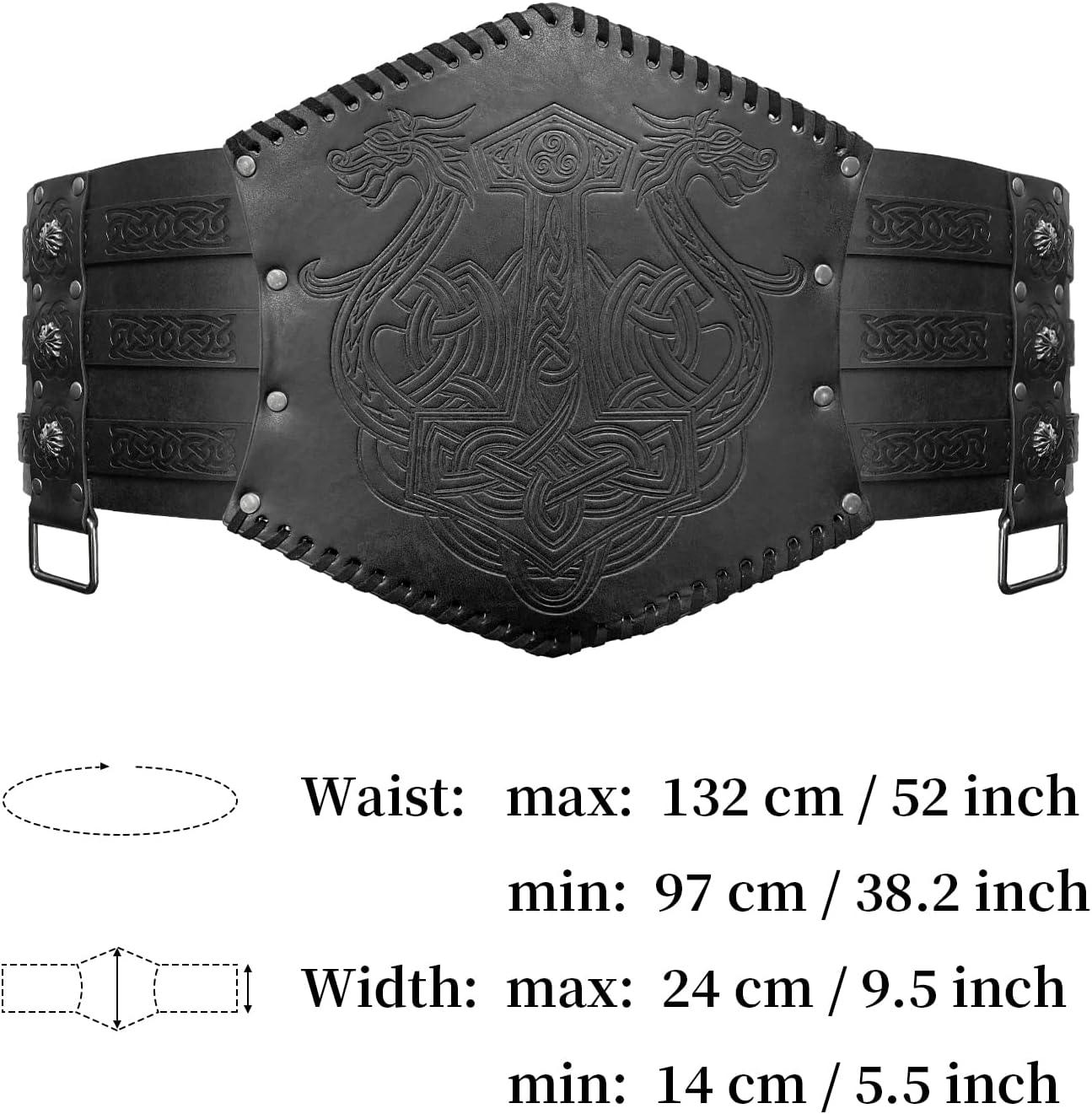 HiiFeuer Viking Embossed Waist Armor, Norse Faux Leather Wide Belt, Medieval Knight Corset Belt for LARP Costume - HiiFeuer Store