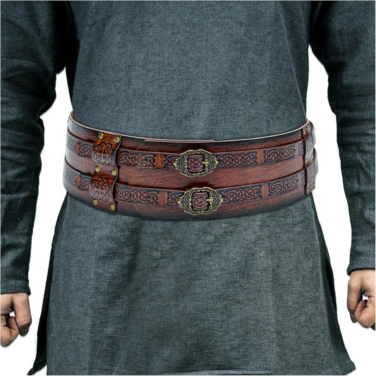 HiiFeuer Viking Wide Belt, Medieval Faux Leather Armor Belt Knight Corset Belt, LARP Costume - HiiFeuer Store