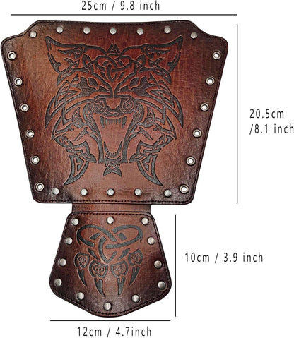 HiiFeuer Viking Fenrir Gauntlet, Medieval Faux Leather Arm Armor Knight Bracer, LARP Halloween Costume - HiiFeuer Store