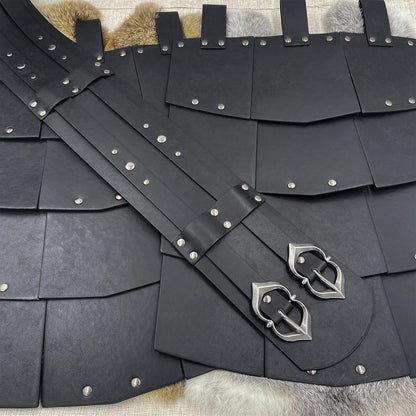 HiiFeuer Medieval Faux Leather Wide Belt Thigh Armor, Retro Double Sides Waist Armor, Mercenary&Knights Skirt Armor for LARP - HiiFeuer Store