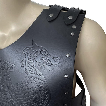 HiiFeuer Viking Faux Leather Embossed Chest Armor, Retro Medieval Knight Leather Armor for LARP/Cosplay - HiiFeuer Store