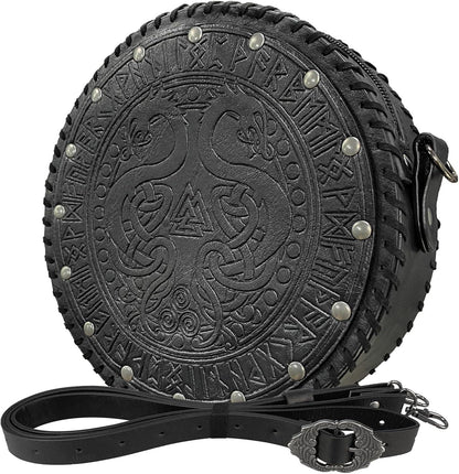 HiiFeuer Viking Embossed Crossbody Bag, Nordic Faux Leather Belt Bag Satchel Bag, Medieval Portable Cosplay Shoulder Bag - HiiFeuer Store