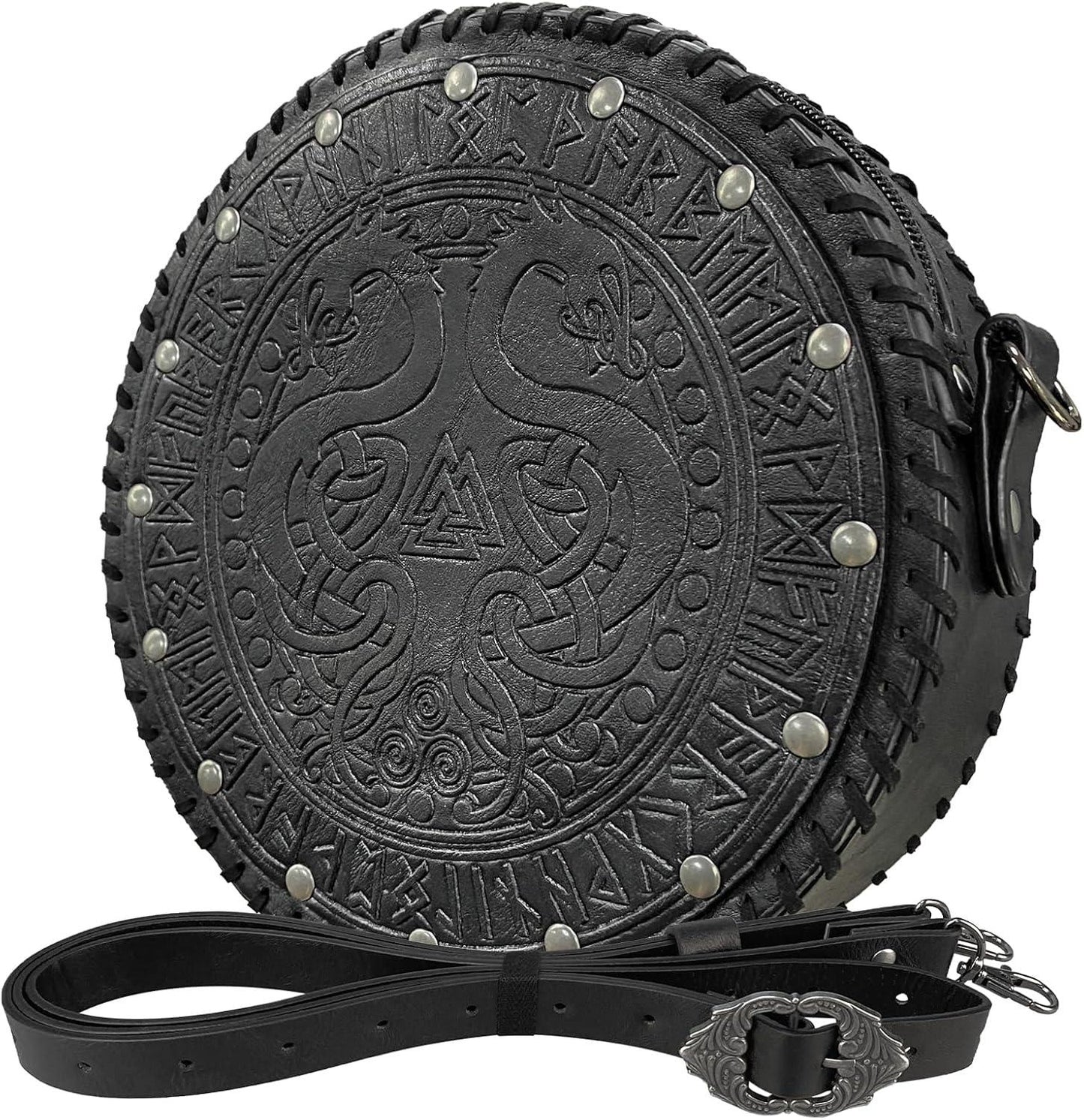 HiiFeuer Viking Embossed Crossbody Bag, Nordic Faux Leather Belt Bag Satchel Bag, Medieval Portable Cosplay Shoulder Bag - HiiFeuer Store