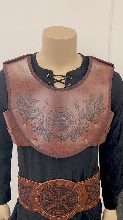 HiiFeuer Embossed PU Leather Chest Armor, Viking Warrior Chest Armor, Medieval Knight Armor for LARP Cosplay Activities